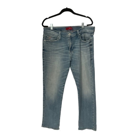 Guess London Slim Straight Faded Denim Blue Jeans Men's Size 36x30 - Picture 1 of 8